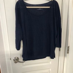 Talbots 100% linen navy blue size XL. 3/4 length sleeve